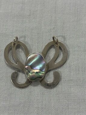 Sterling Silver Butterfly Pendant with Iridescent Abalone Shell